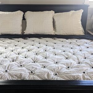 Pottery Barn Teen White and Black Tufted Quilt
